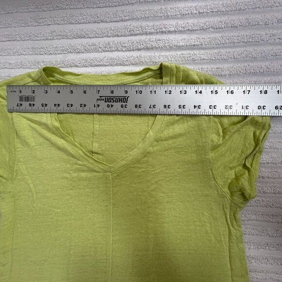 Tahari Womens Lime Green V-Neck Linen Short Sleeve T-Shirt XL Casual Lightweight - Picture 5 of 7